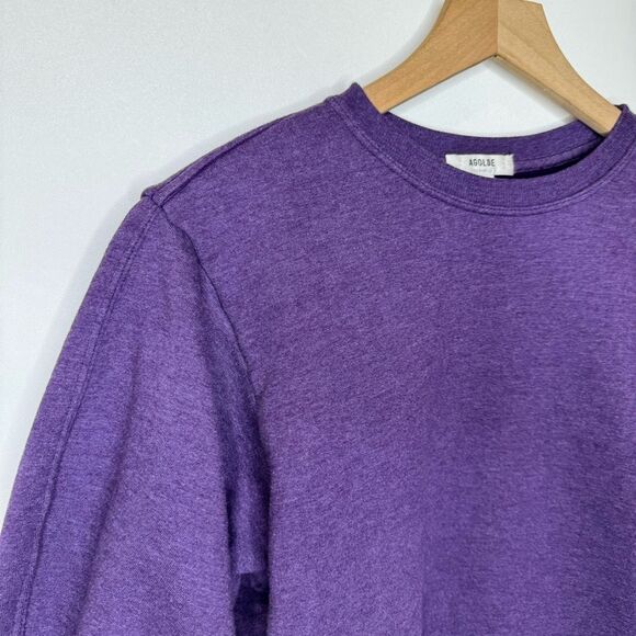 AGOLDE Thora Sweatshirt Cropped Grape Heather Crewneck 3/4 Sleeve Sz medium - Picture 4 of 14